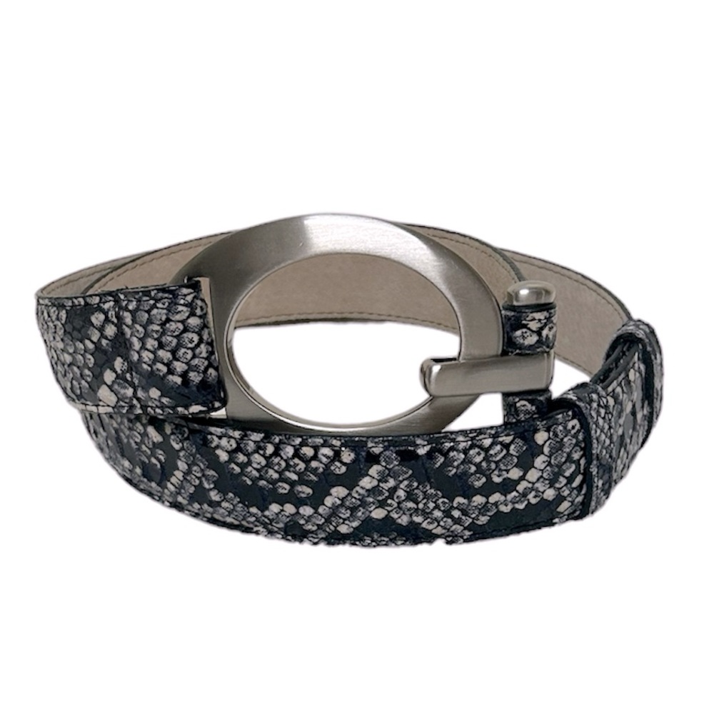 Genuine Leather Lined Belt/Snake Effect Animal Print Vintage Belt NEVER WORN